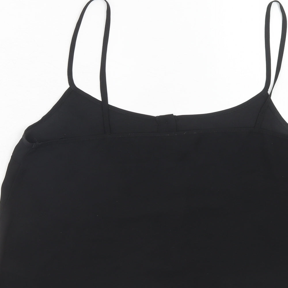 Topshop Womens Black Polyester Basic Tank Size 12 Round Neck