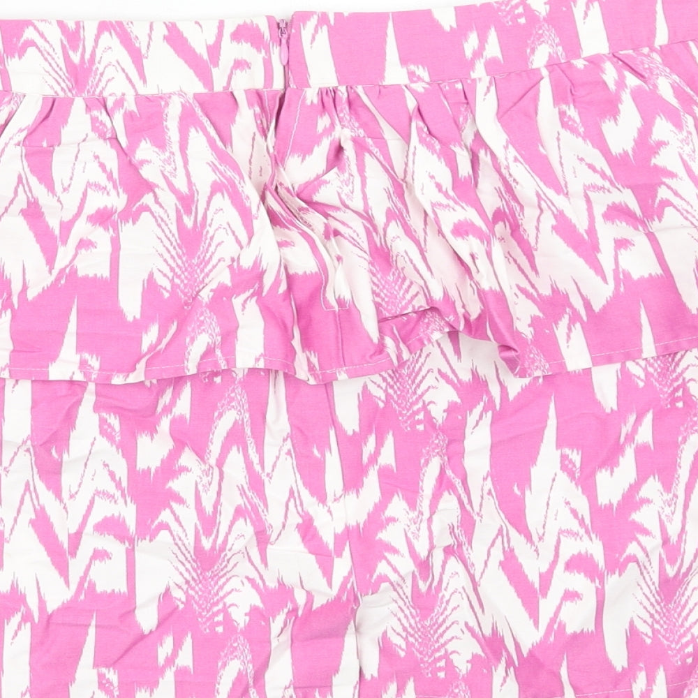 VERO MODA Womens Pink Geometric Cotton Bandage Skirt Size 12 Zip