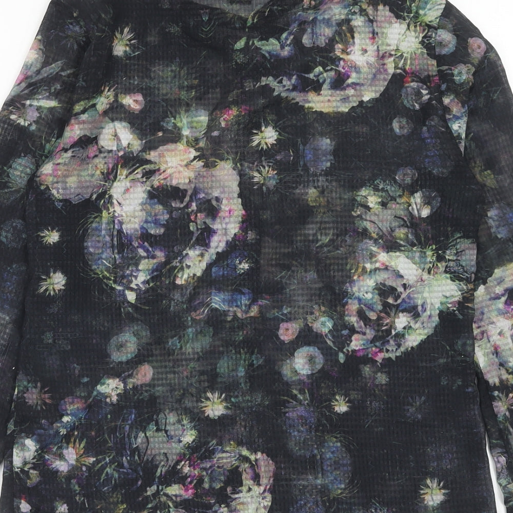 H&M Womens Multicoloured Geometric Polyester Basic Button-Up Size 8 Collared