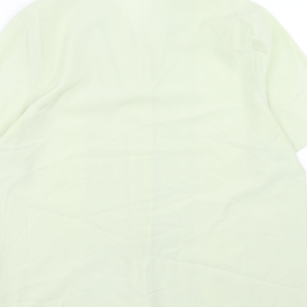 Basic Essentials Womens Green Floral Polyester Basic Button-Up Size 14 Collared