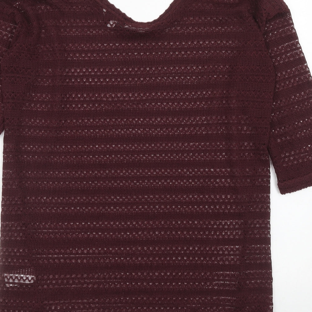 NEXT Womens Purple V-Neck Polyester Pullover Jumper Size 8