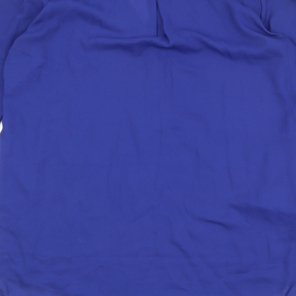 Zanzea Womens Blue Polyester Basic Blouse Size 12 V-Neck