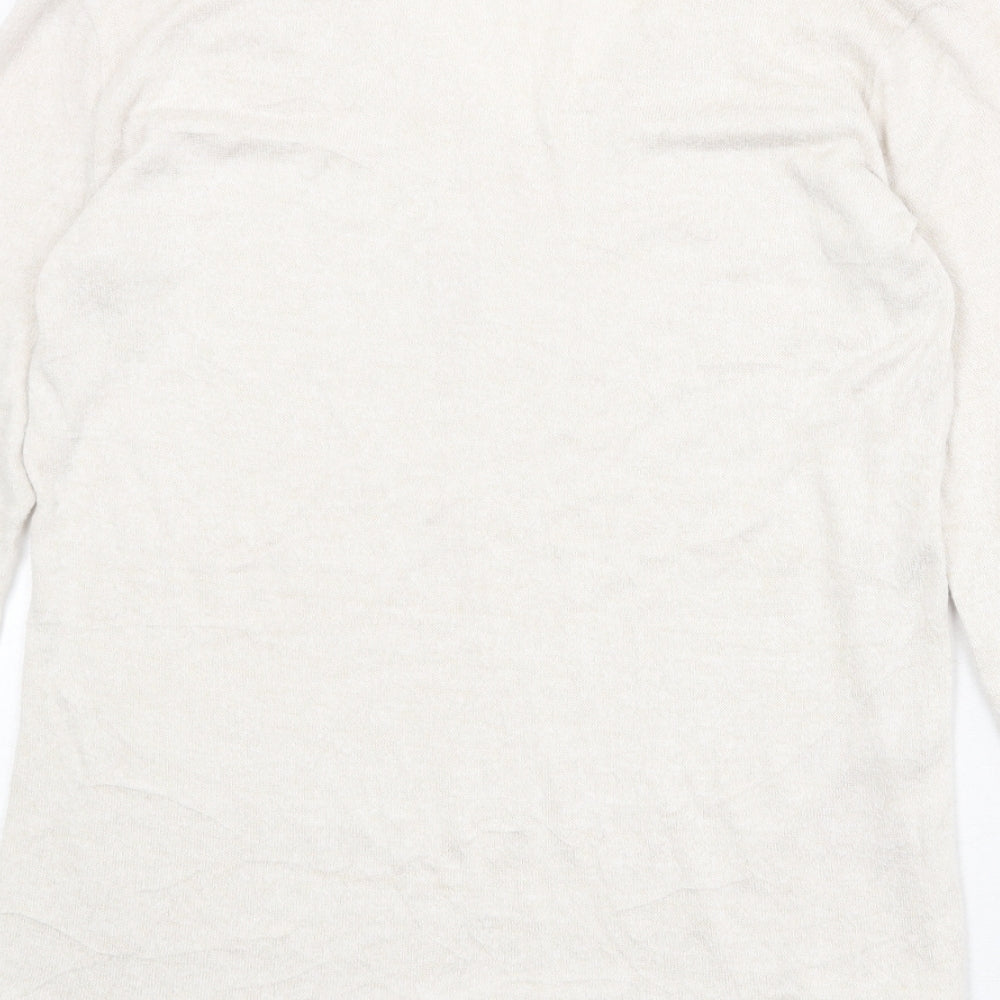 Zara Womens Beige V-Neck Acrylic Pullover Jumper Size S