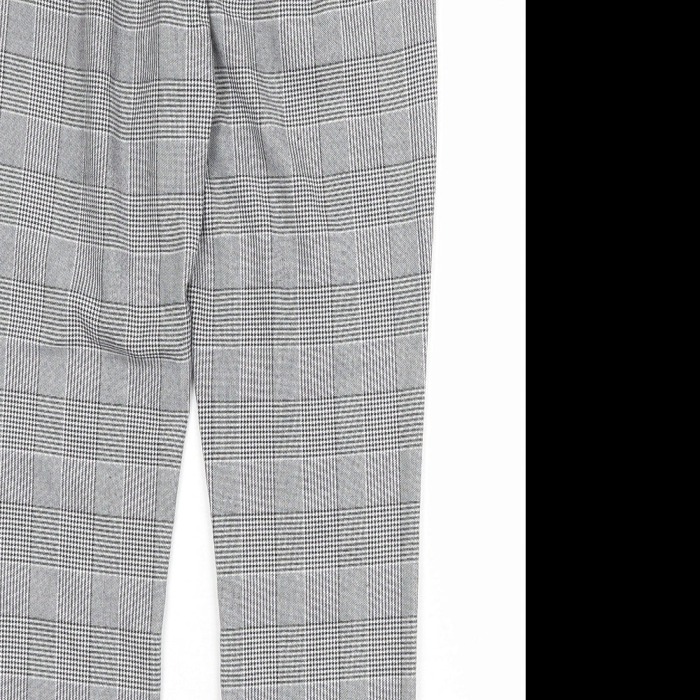 VERO MODA Womens Grey Plaid Polyester Carrot Trousers Size 28 in Regular Zip