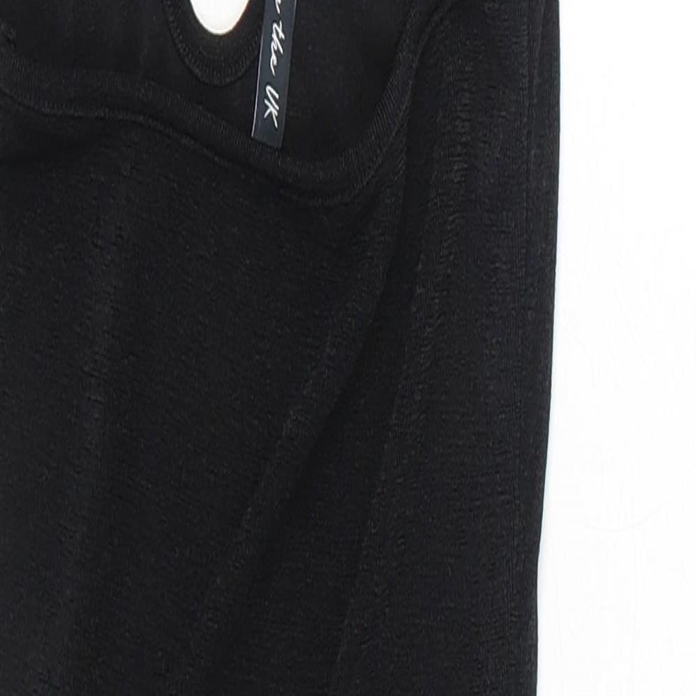 AsYou Womens Black Polyester Bodycon Size 6 Halter Pullover