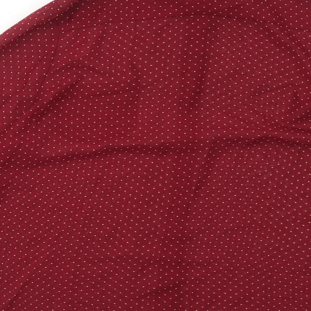 Cameo Rose Womens Red Polka Dot Polyester Basic Button-Up Size 18 V-Neck