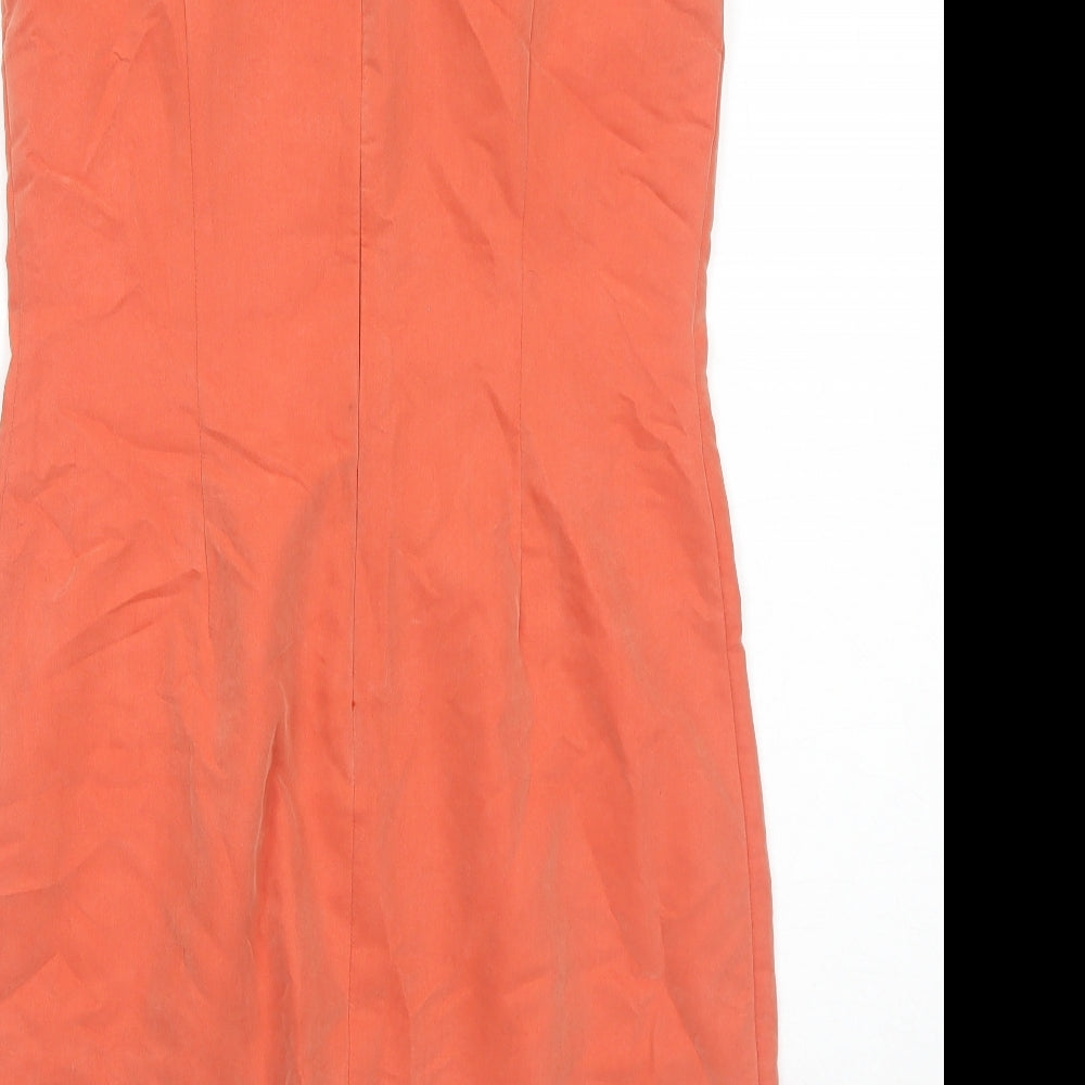 New Look Womens Orange Viscose Pencil Dress Size 12 Boat Neck Zip