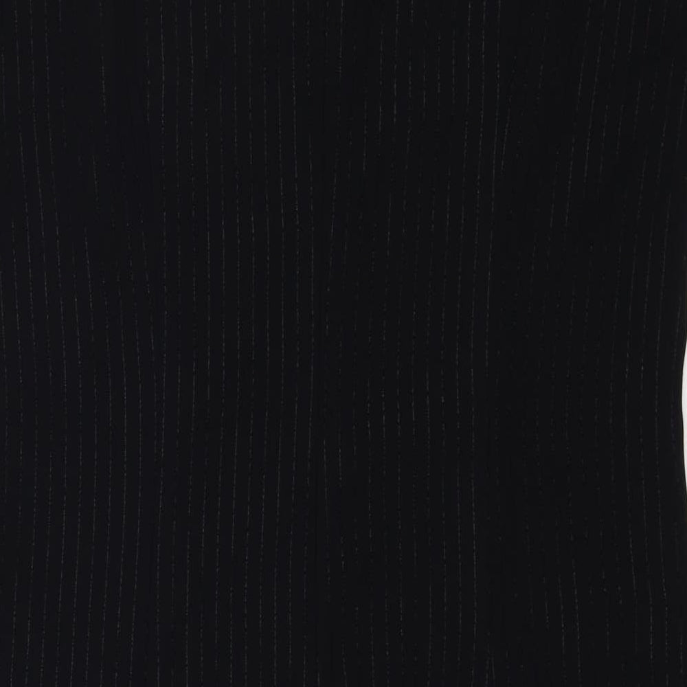 Vals Womens Black Striped Polyester Shift Size 16 Round Neck Zip