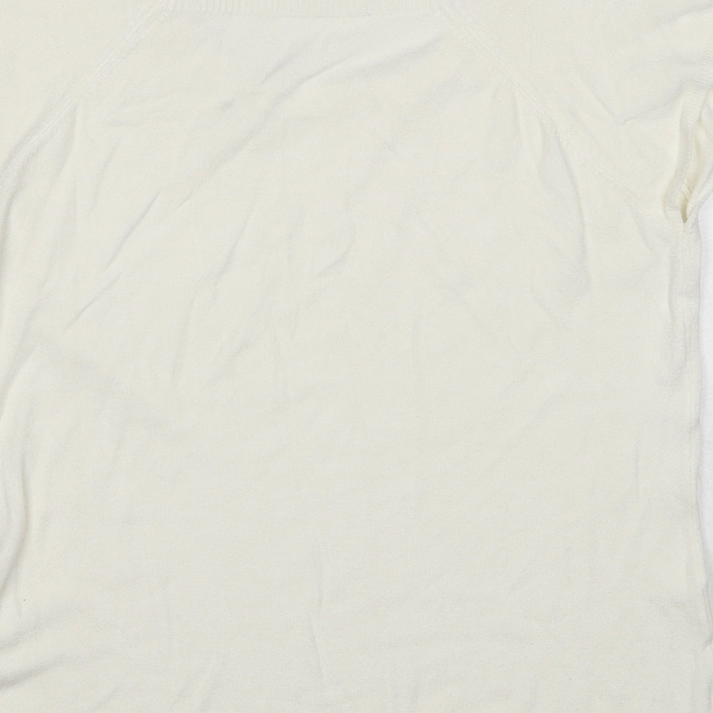 Klass Womens White Round Neck Viscose Pullover Jumper Size M