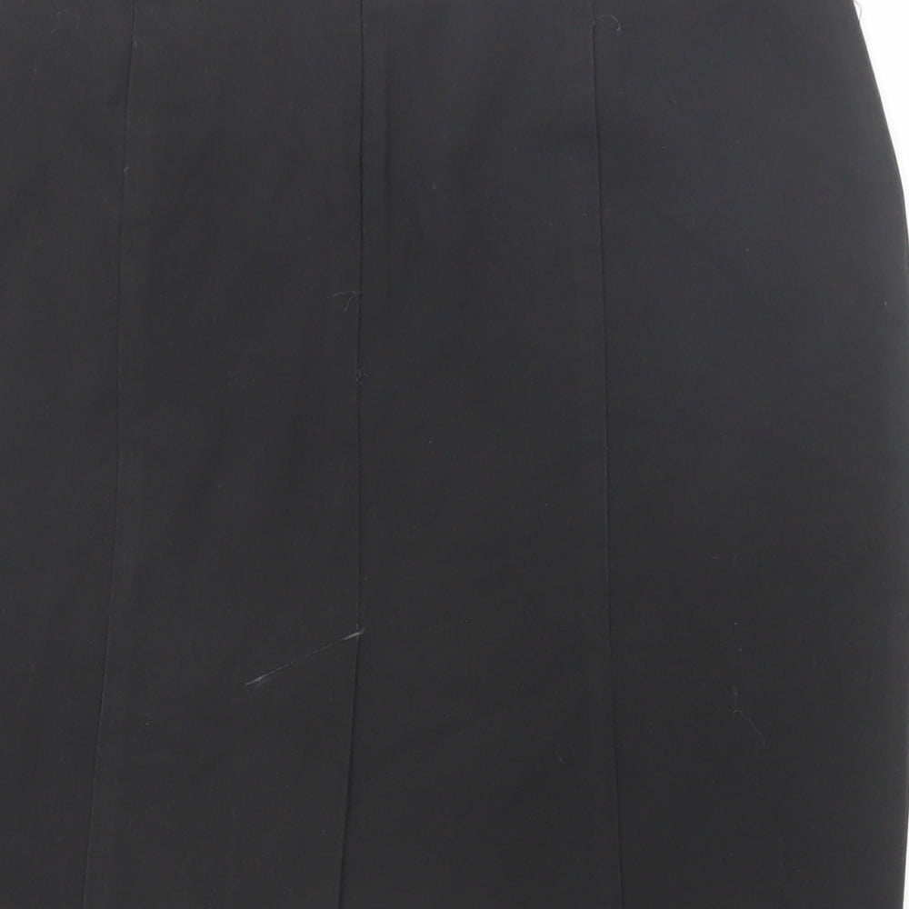 Marks & Spencer Girls Black Polyester Straight & Pencil Skirt Size 10 Years Regular Zip