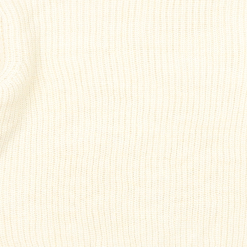 Marks & Spencer Womens White Round Neck Acrylic Pullover Jumper Size M