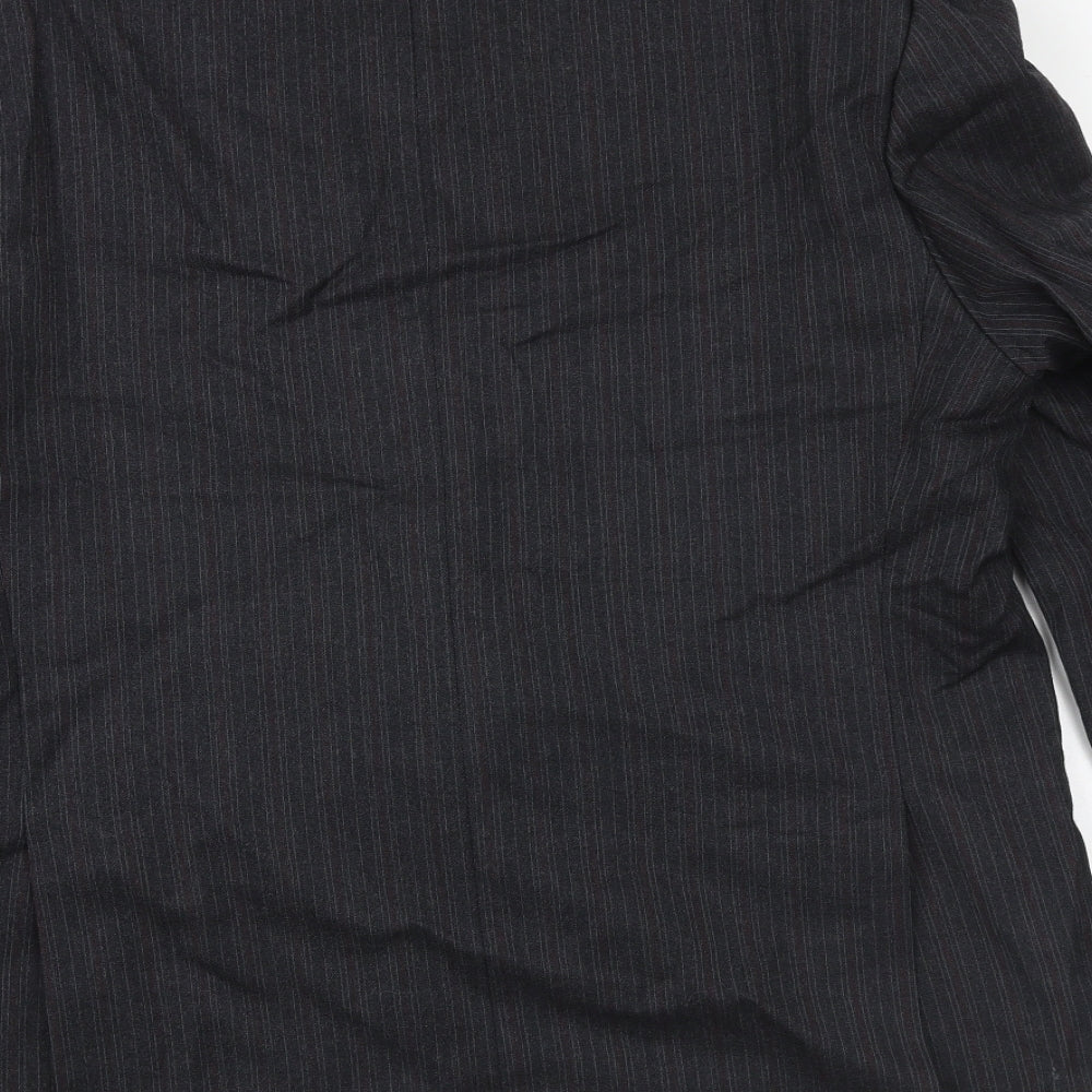 The Label Mens Grey Striped Wool Jacket Suit Jacket Size 44 Regular