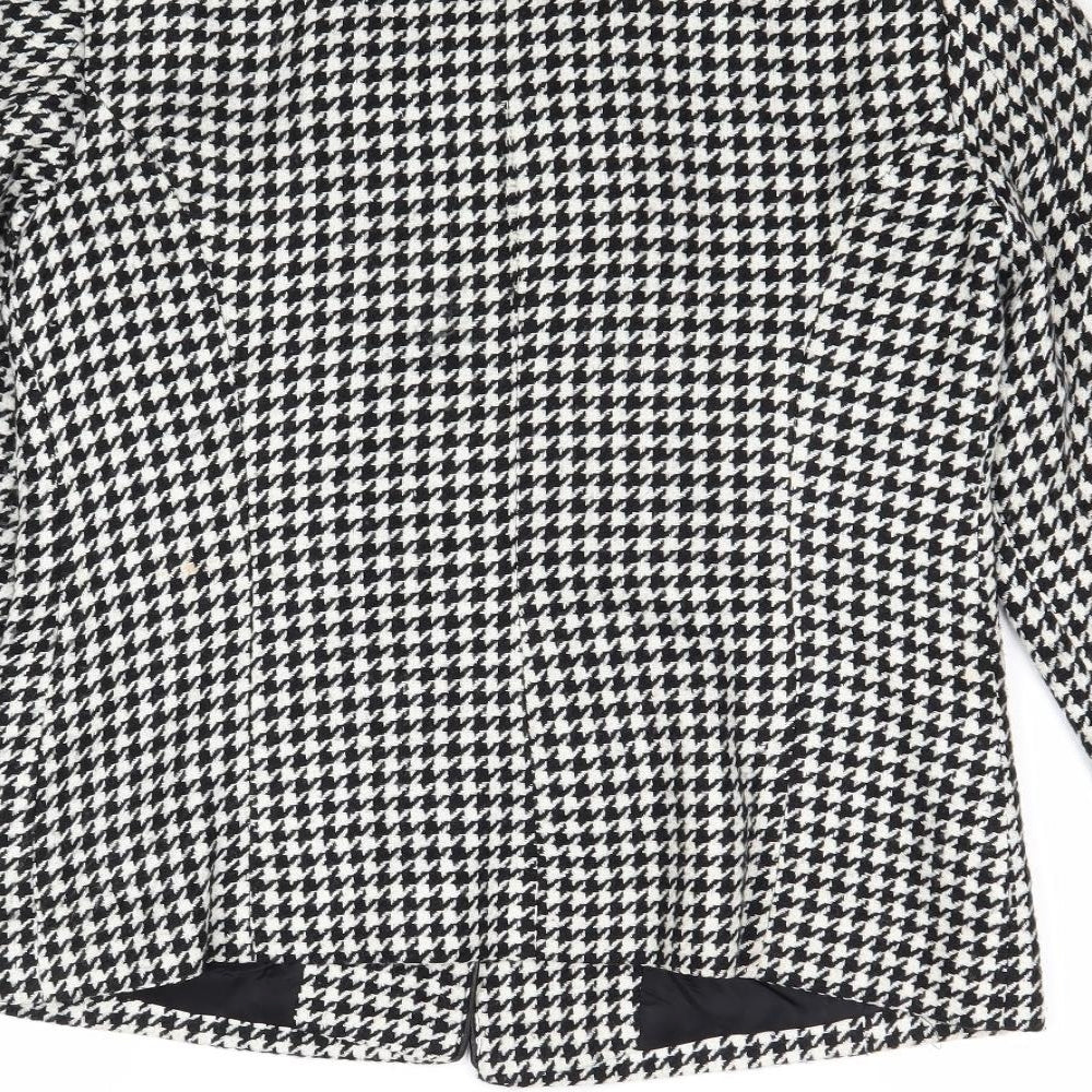 C.M.D Womens Black Geometric Jacket Blazer Size 12 Button