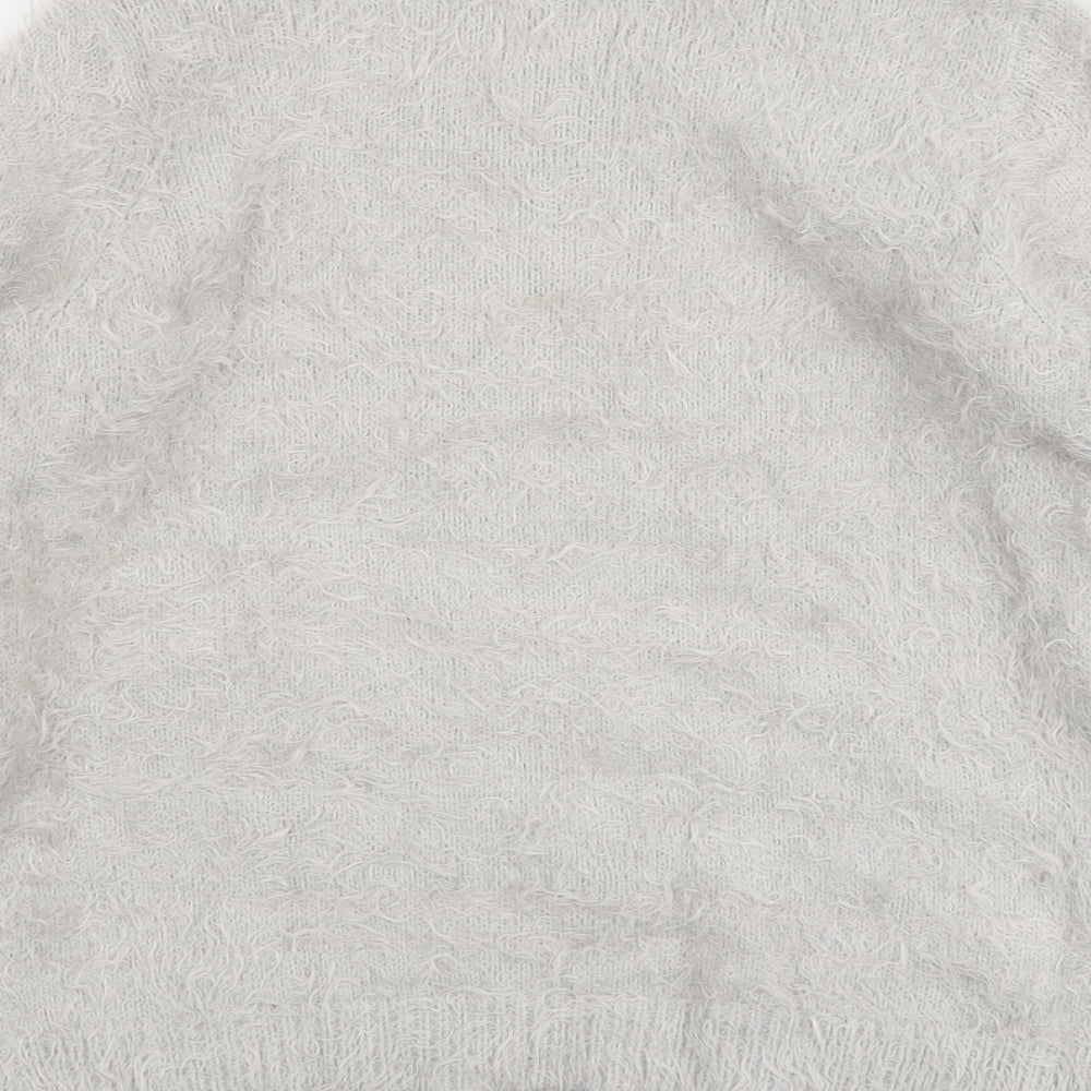 Marks & Spencer Womens Grey Round Neck Polyamide Pullover Jumper Size 10 - Flower