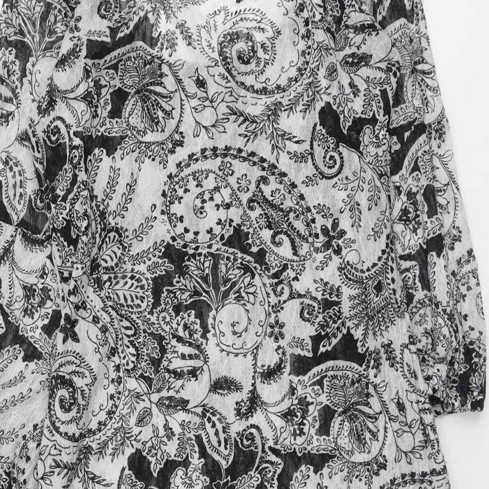 Per Una Womens Grey Paisley Polyester Tunic Blouse Size 12 Scoop Neck