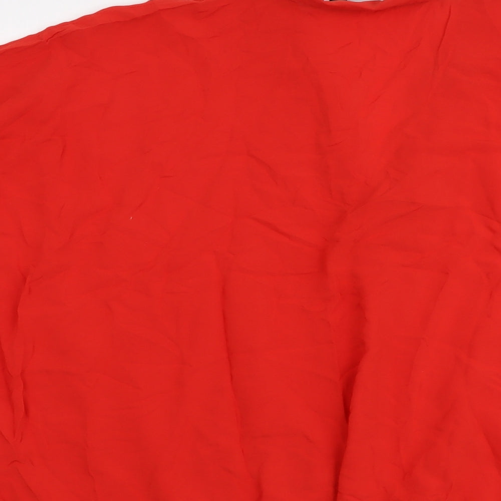 Zara Womens Red Viscose Basic Blouse Size M Collared