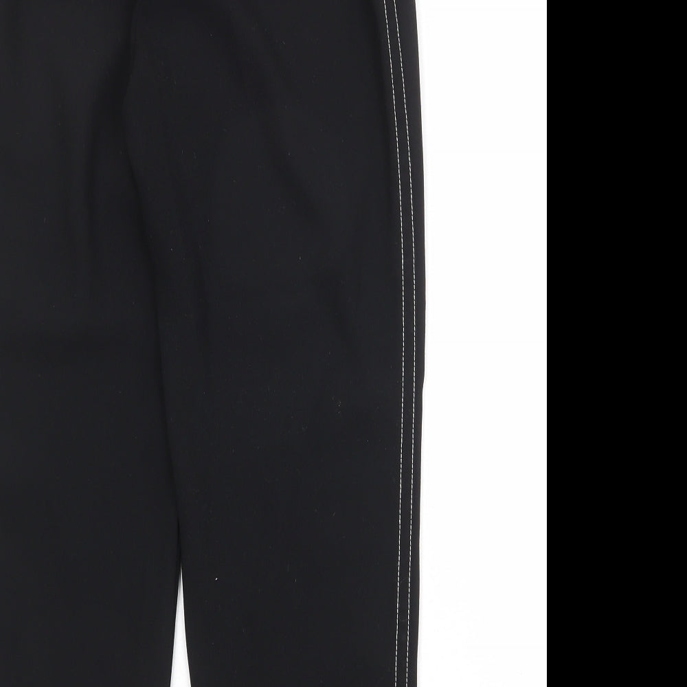 Zara Womens Black Polyester Trousers Size 6 Regular Zip - Side Stripe Detail