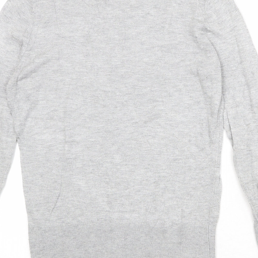 H&M Womens Grey Round Neck Viscose Pullover Jumper Size M