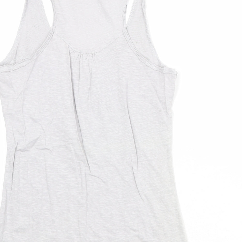 Miss Selfridge Womens Grey 100% Cotton Basic Tank Size 12 Round Neck