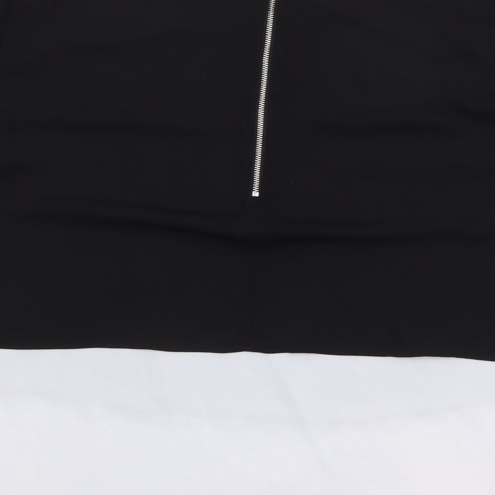 TanJay Womens Black Polyester Cropped Blouse Size 14 Round Neck