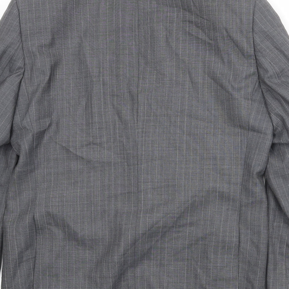 Marks & Spencer Mens Grey Striped Polyester Jacket Suit Jacket Size 38 Regular