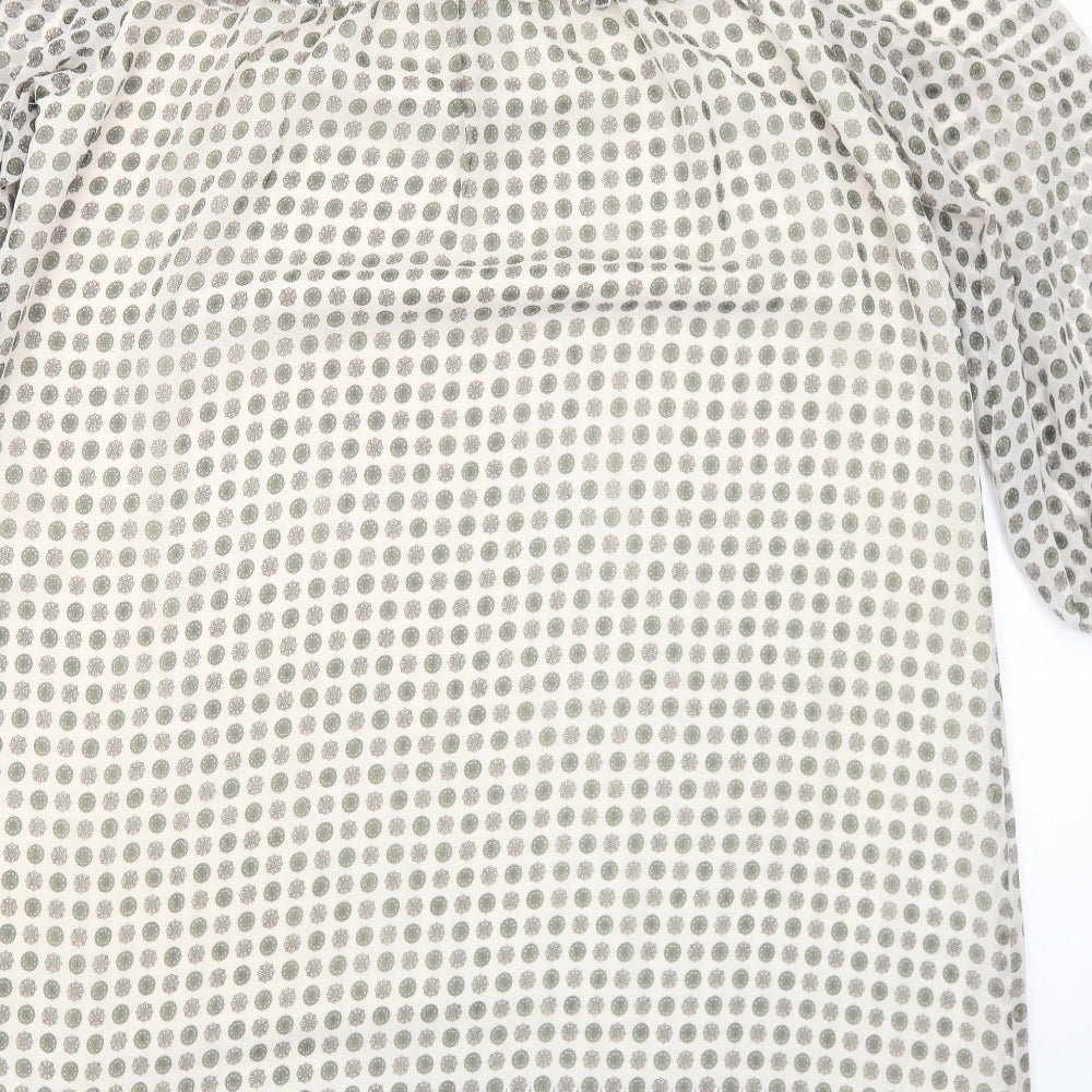 Max Studio Womens Ivory Geometric Polyester Shift Size M V-Neck Button