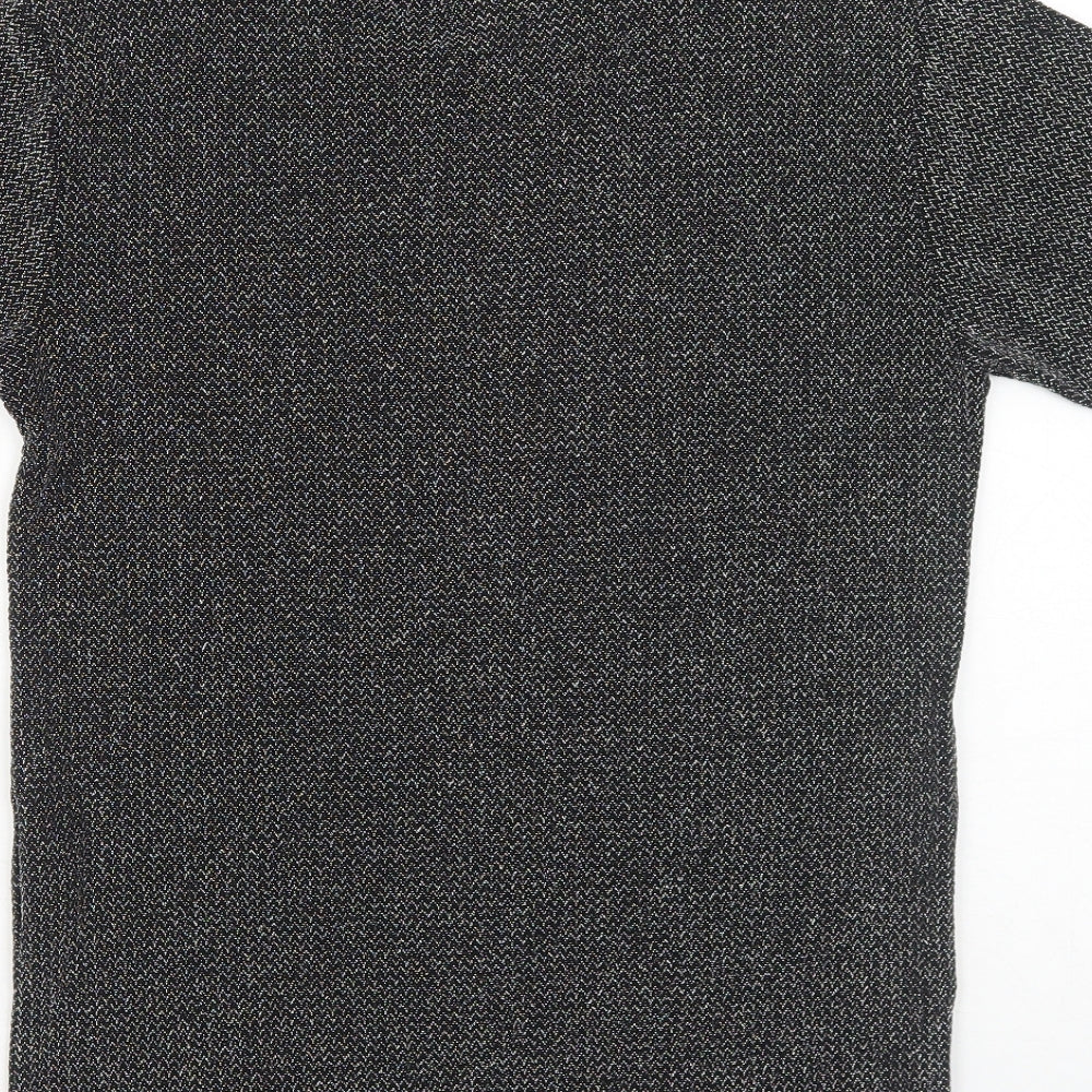 Reclaimed Vintage Womens Black Geometric Polyester Basic T-Shirt Size S Round Neck