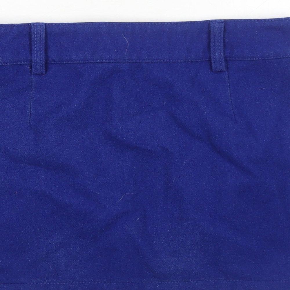 Young Reserved Womens Blue Polyester Mini Skirt Size 8 Zip
