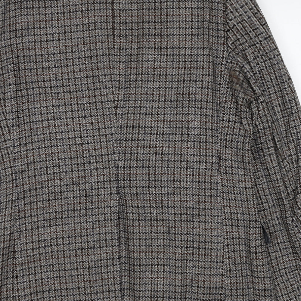 Marks & Spencer Mens Grey Check Wool Jacket Blazer Size M Regular