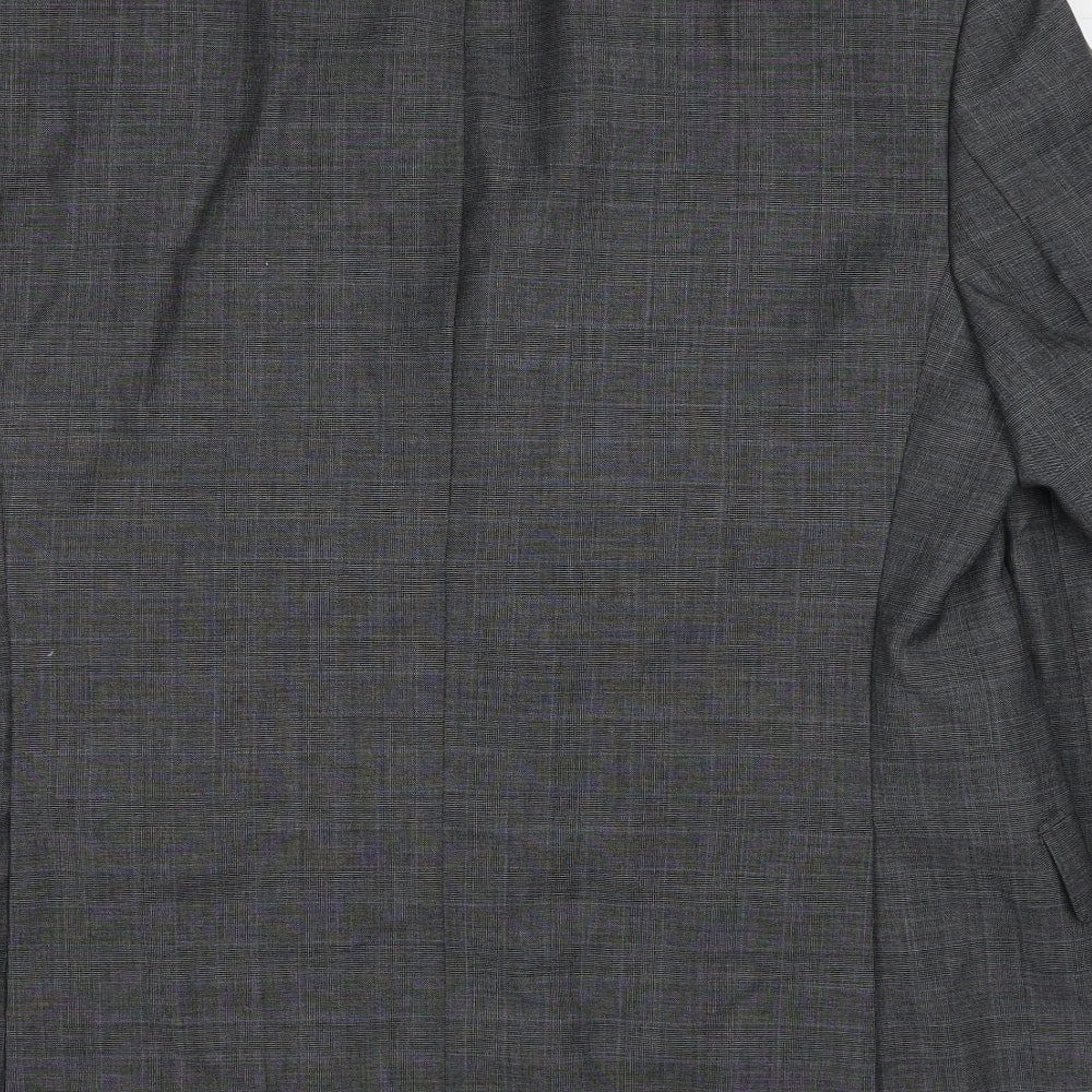 Marks & Spencer Mens Grey Plaid Wool Jacket Suit Jacket Size 42 Regular