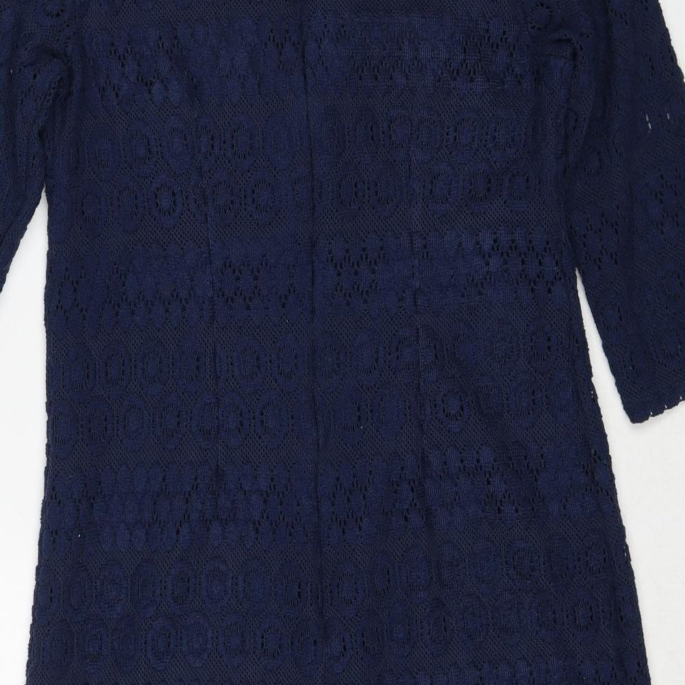 Jessica Howard Womens Blue Polyester Shift Size 10 Boat Neck Zip