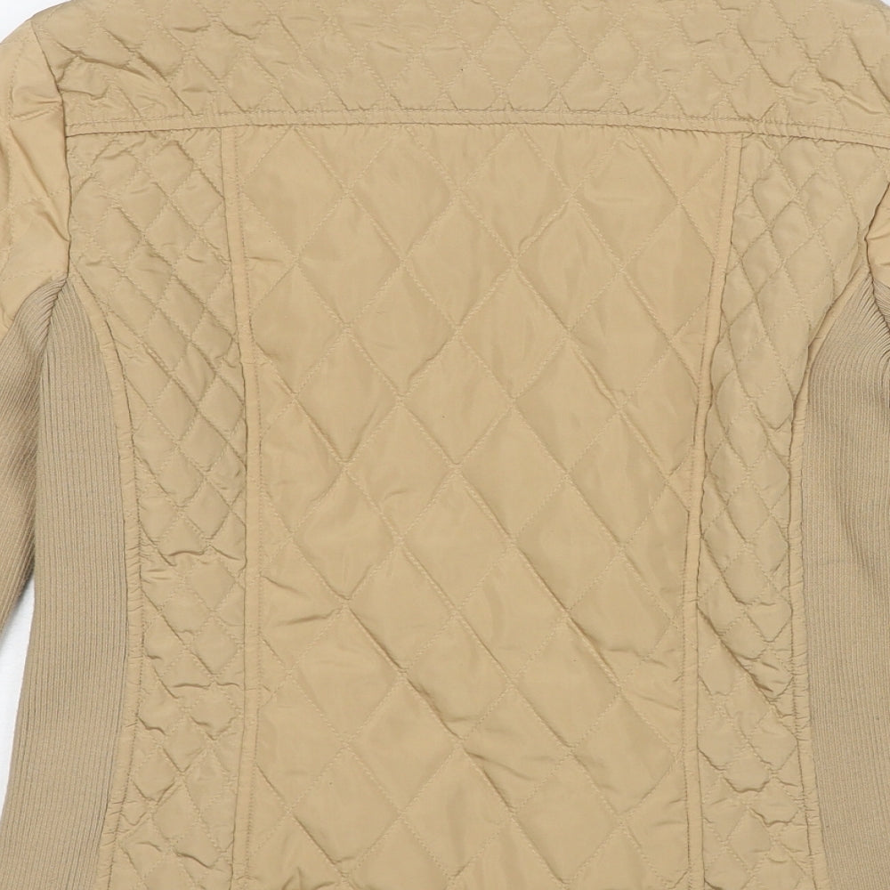 Marks & Spencer Womens Beige Quilted Jacket Size 8 Zip