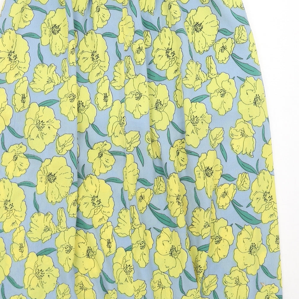 Louche Womens Yellow Floral Polyester Swing Skirt Size 10 Zip