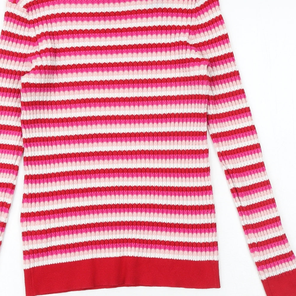 Warehouse Womens Multicoloured Round Neck Striped Viscose Pullover Jumper Size 16