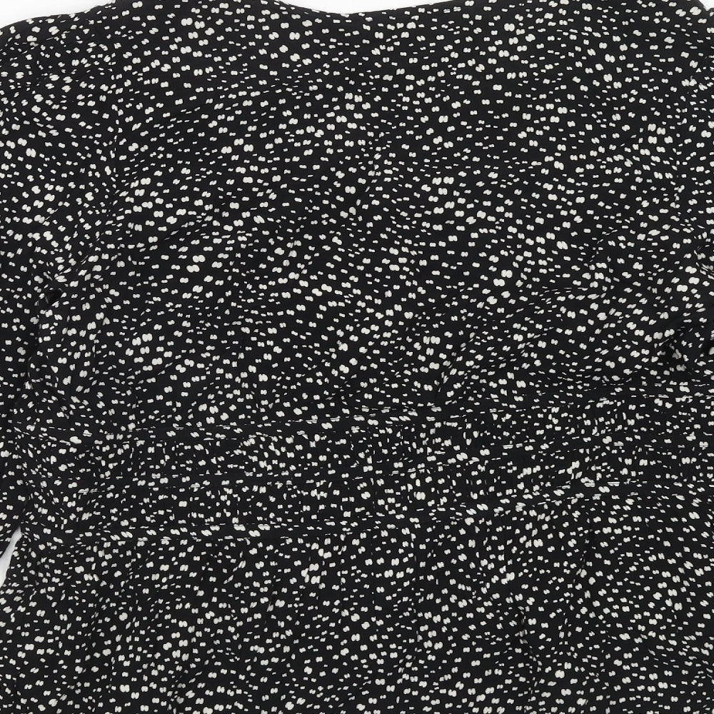 Per Una Womens Black Geometric Viscose Basic Blouse Size 12 V-Neck