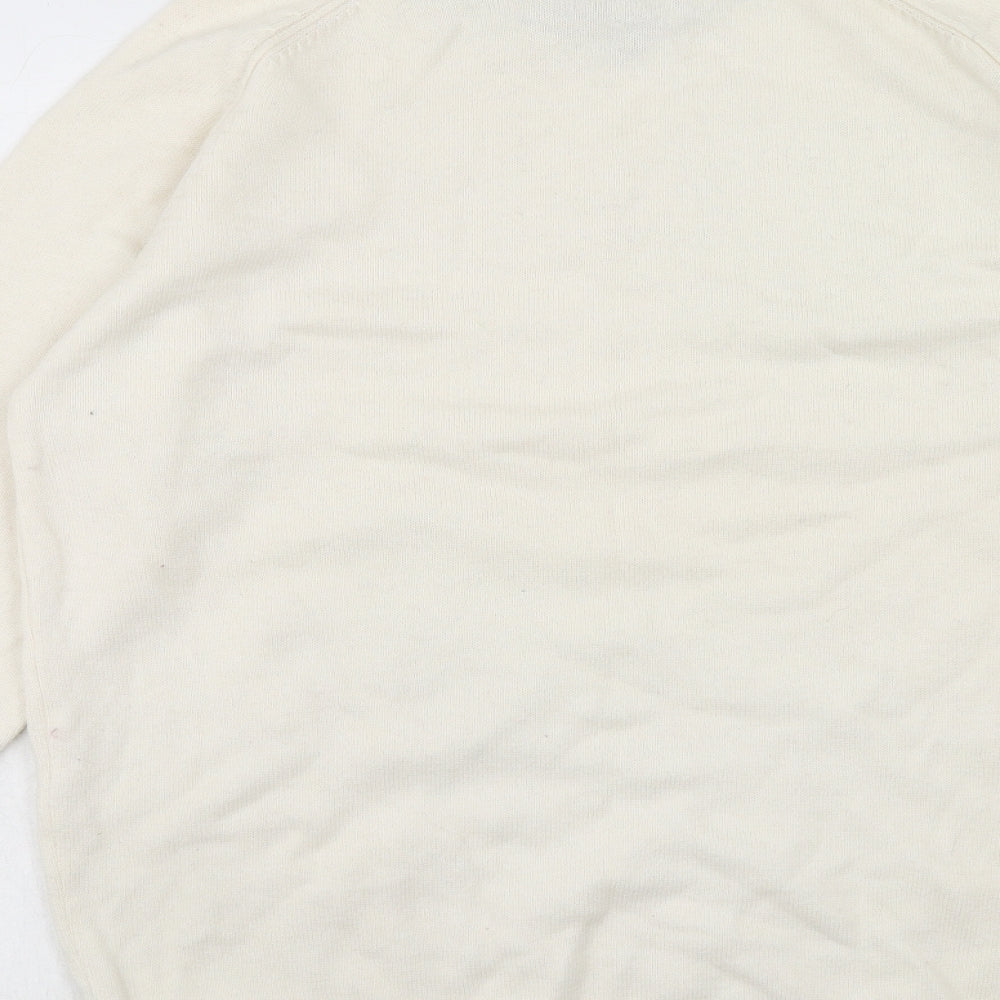 Roundtree & Yorke Womens Ivory Round Neck Wool Pullover Jumper Size XL