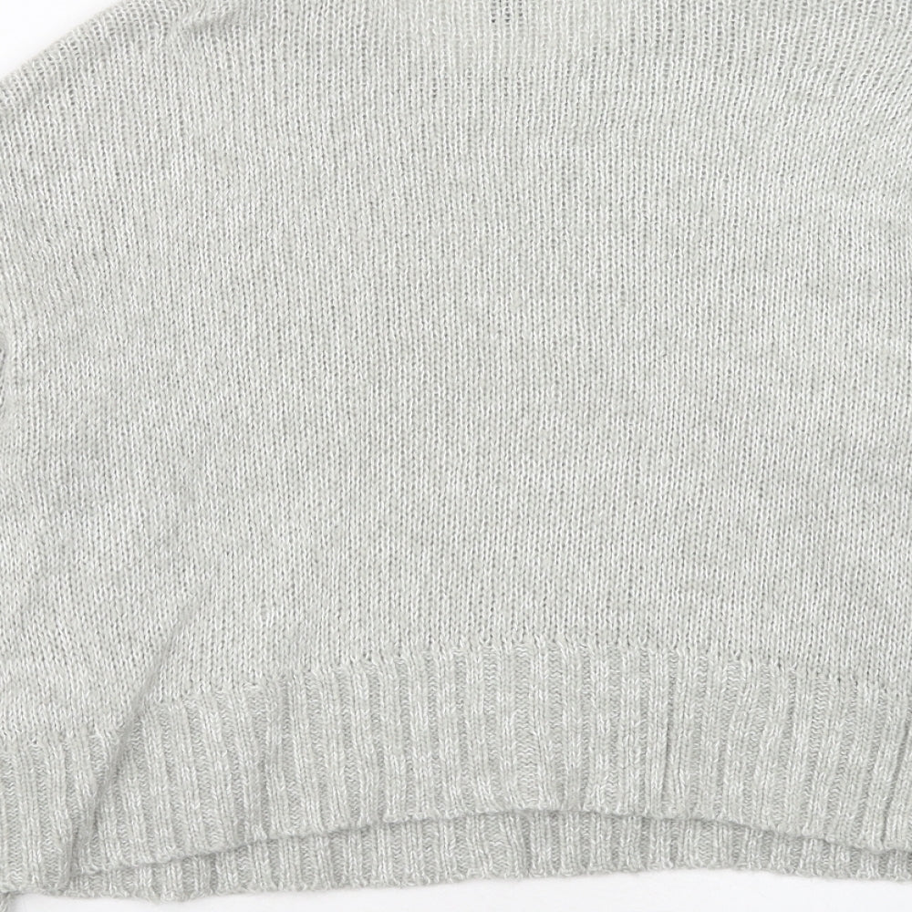 New Look Womens Grey Round Neck Acrylic Pullover Jumper Size S