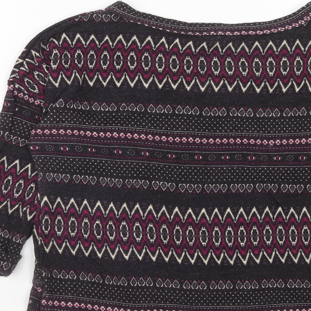 New Look Womens Purple Round Neck Geometric Polyester Pullover Jumper Size 10
