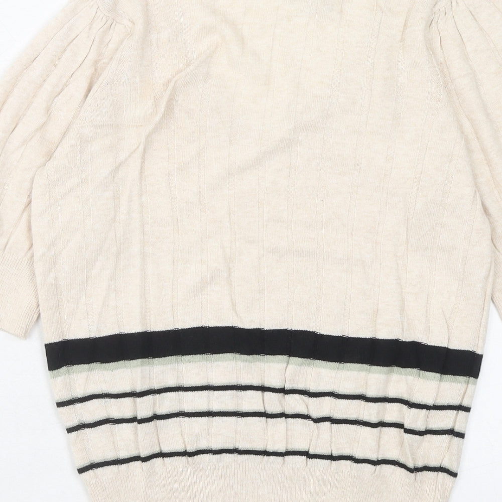 Marks & Spencer Womens Beige Scoop Neck Viscose Pullover Jumper Size 8
