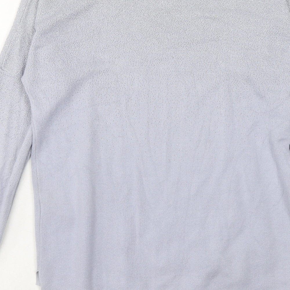 Oasis Womens Purple Round Neck Cotton Pullover Jumper Size S