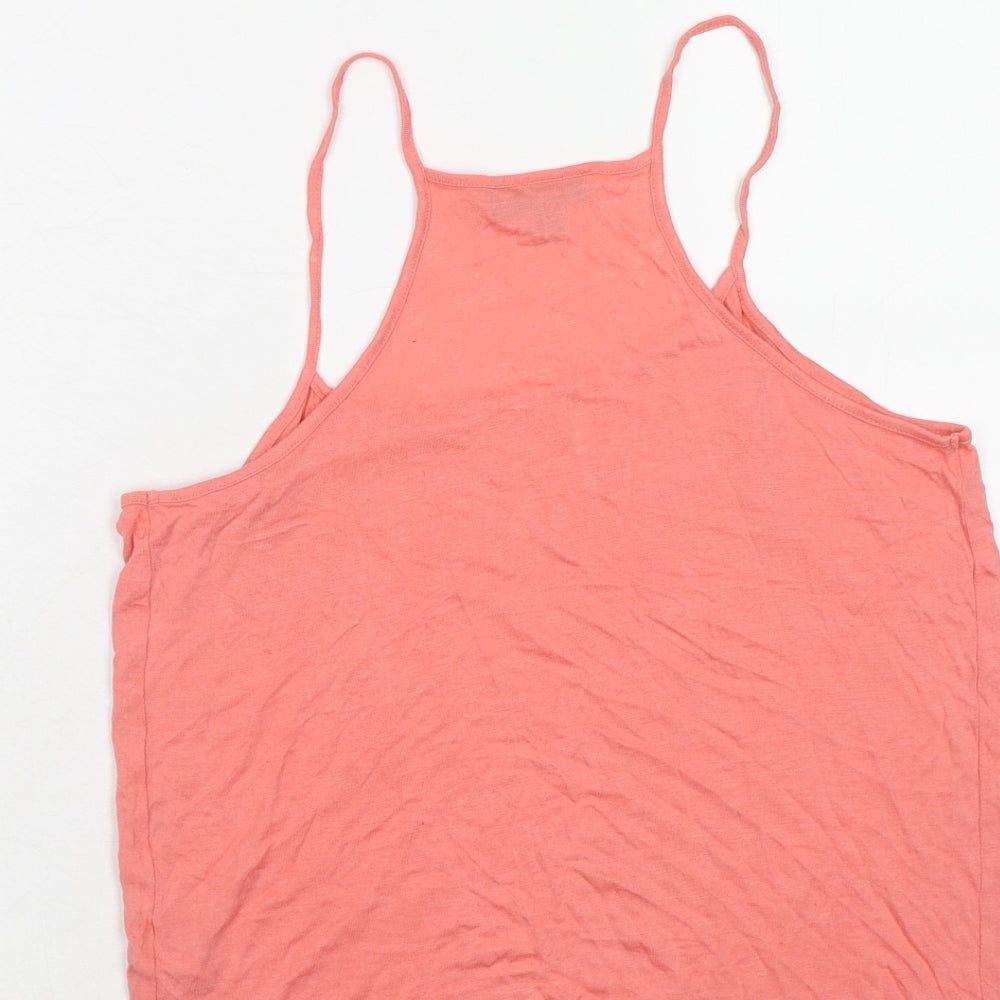 Topshop Womens Pink Viscose Basic Tank Size 10 Round Neck
