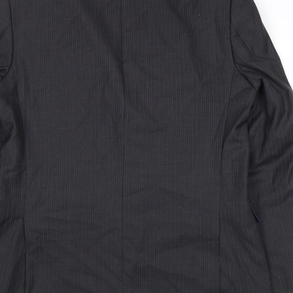 Marks & Spencer Mens Grey Striped Wool Jacket Suit Jacket Size 42 Regular