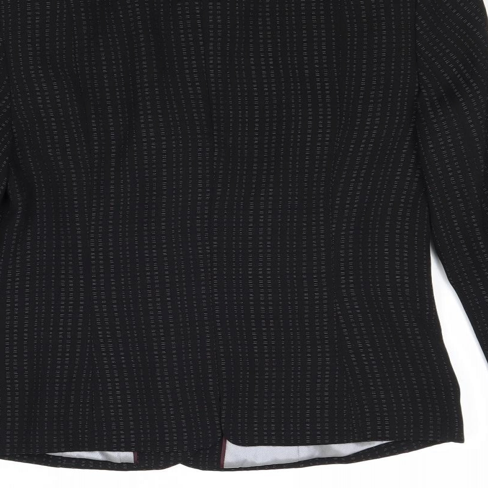 NEXT Womens Black Geometric Jacket Blazer Size 10 Button