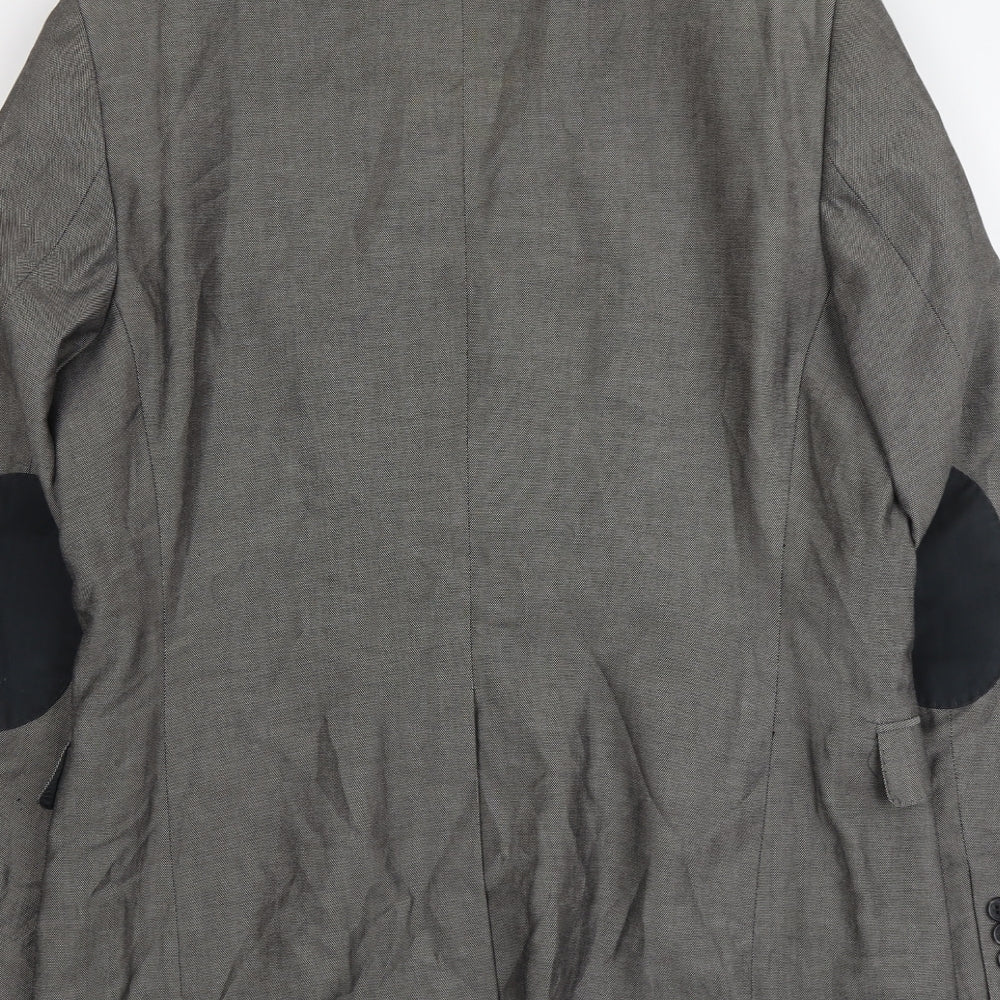 H&M Mens Grey Geometric Cotton Jacket Suit Jacket Size L Regular