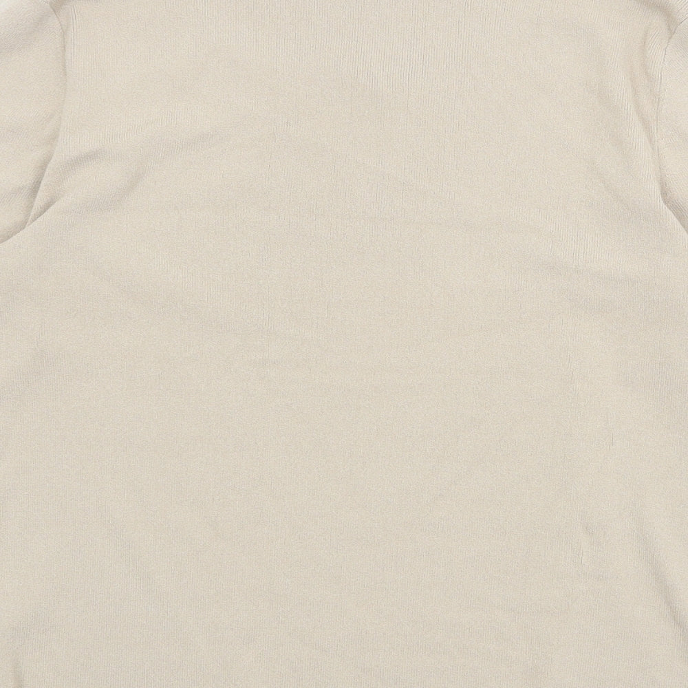Gray & Osbourn Womens Beige Scoop Neck Viscose Pullover Jumper Size 14