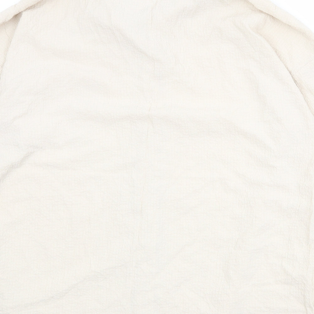 PRETTYLITTLETHING Womens Beige Polyester Basic Button-Up Size 12 Collared