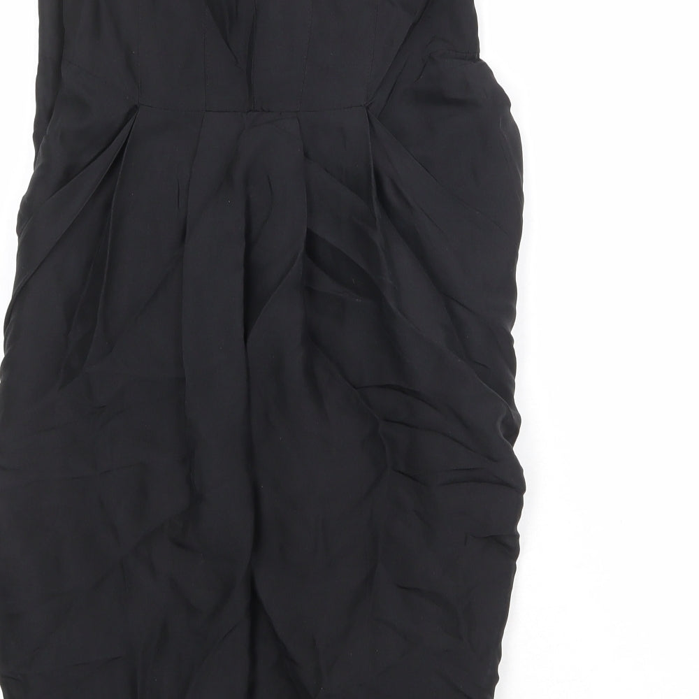Warehouse Womens Black Silk Maxi Size 10 Sweetheart Zip