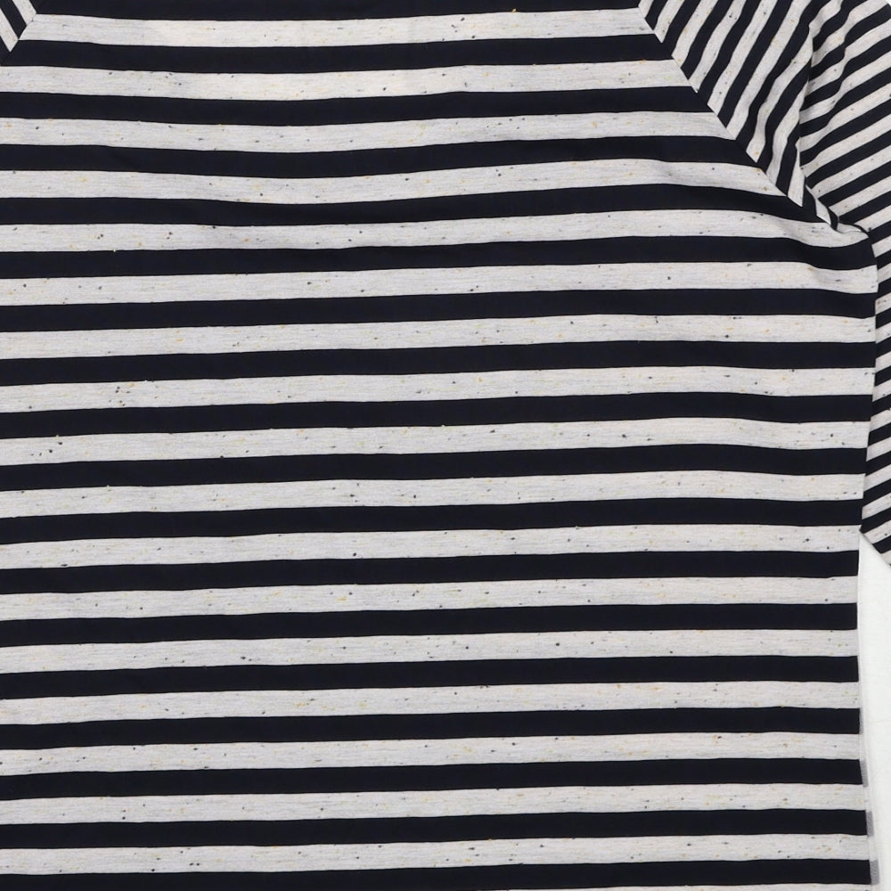 Per Una Womens Multicoloured Striped Viscose Basic Blouse Size 16 Round Neck - Flower Print