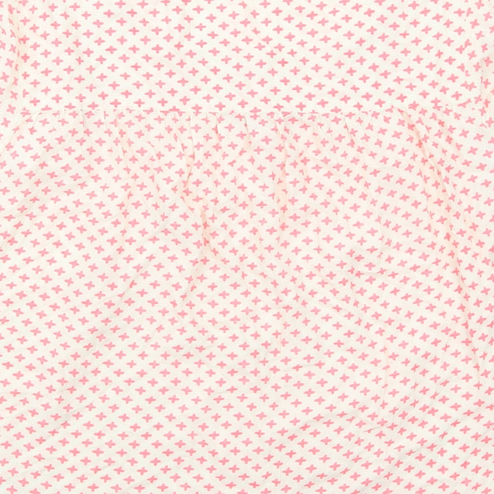 Saint Tropez Clothing Womens Pink Geometric Viscose Basic Blouse Size L Round Neck