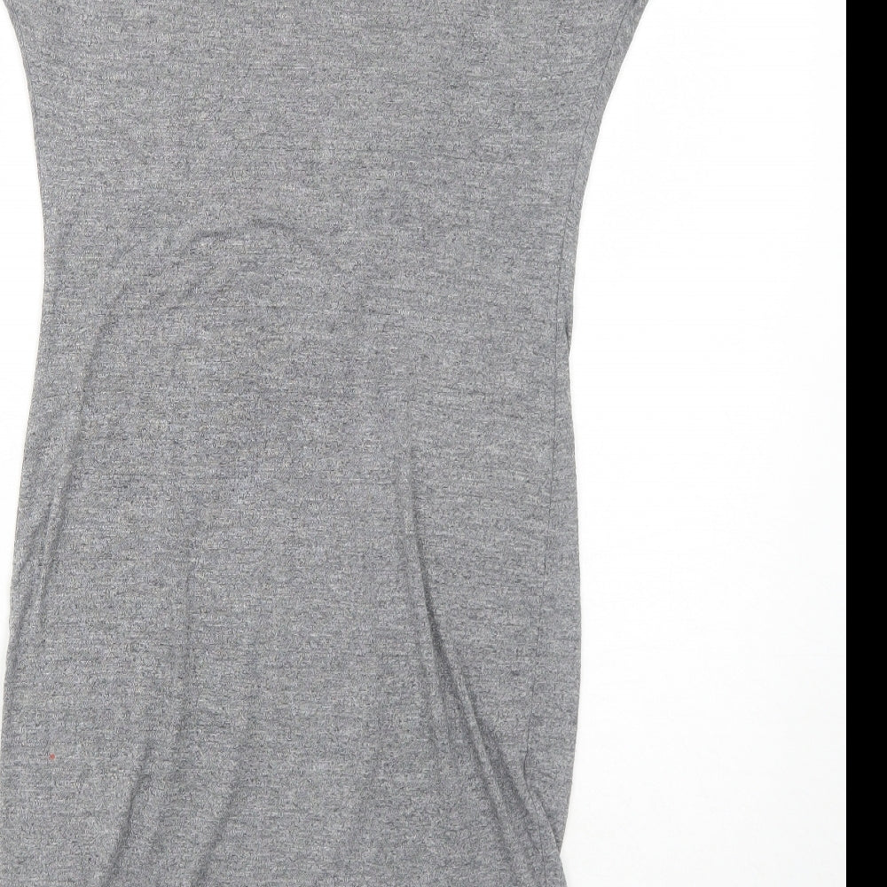 RESERVED Womens Grey Cotton T-Shirt Dress Size S Cowl Neck Pullover